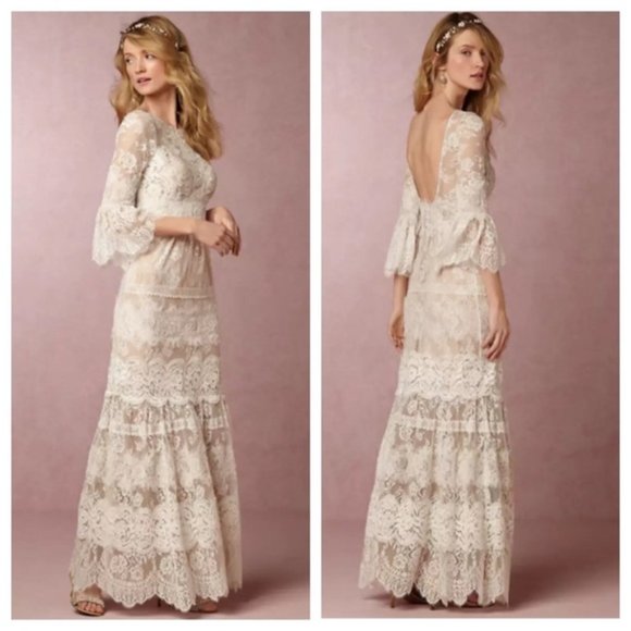 bhldn lace wedding dress